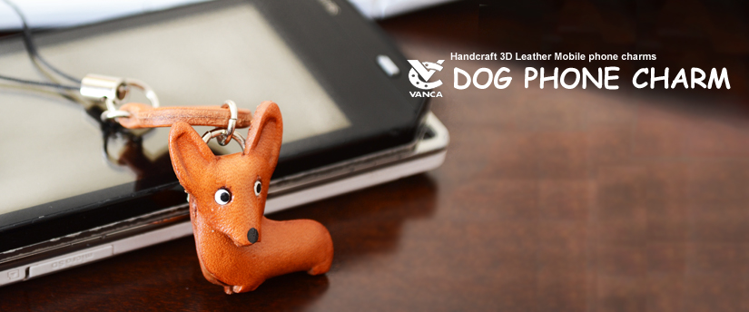 handcrafted leather dog phone charm