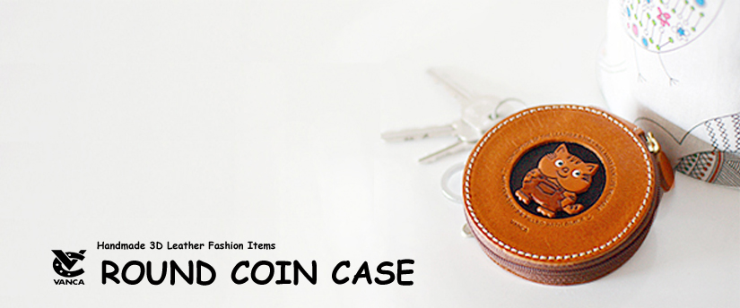 handcrafted leather ｒound ｃoin ｃase