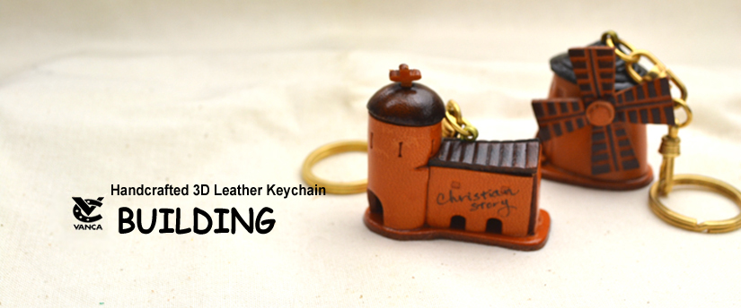 handcrafted leather keychain Building