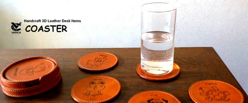 handcrafted leather desk item coaster