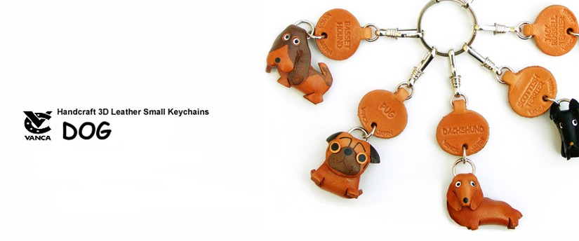 handcrafted leather dog keychain