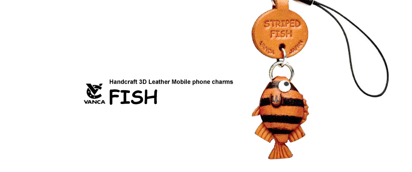 handcrafted leather fish phone charm 