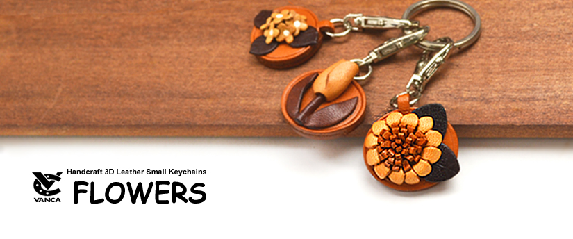 handcrafted leather flower keychain