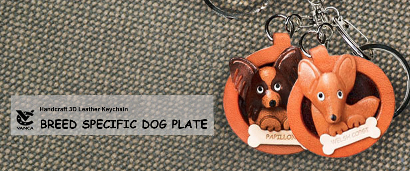 handcrafted leather keychain breed specific dog plate