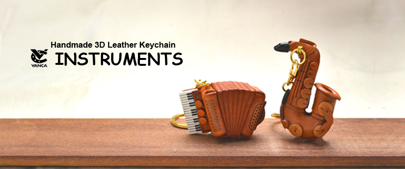 handcrafted leather keychain instruments