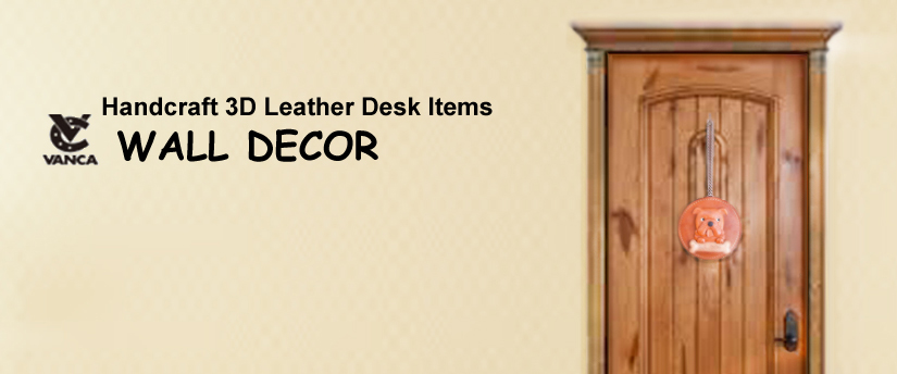 handcrafted leather desk item wall deco