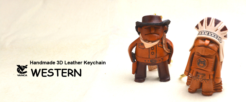 handcrafted leather keychain western