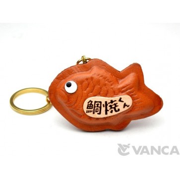 Fish Shaped Pancake Leather Keychain(L)