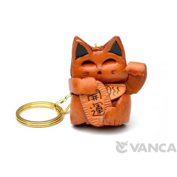 Lucky Cat Leather Keychain(L)