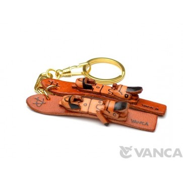 Skis Leather Keychain(L)