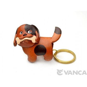 Chubby Dog Leather Keychain(L)