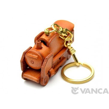 Steam Locomotive Japanese Leather Keychain(L)