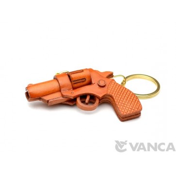 Gun (Pistol) Leather Keychain(L)