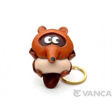 Raccoon Dog Leather Keychain(L)