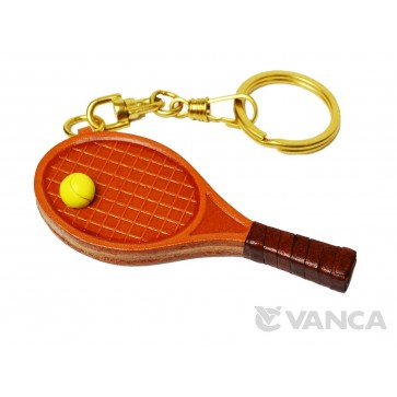 Tennis Racket Leather Keychain(L)