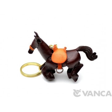 Galloping Horse Leather Keychain(L)