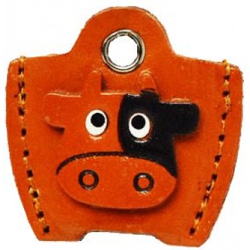 Leather Key Cover Cap Keychain Cow