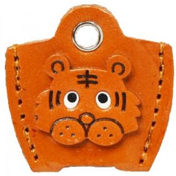 Leather Key Cover Cap Keychain Tiger