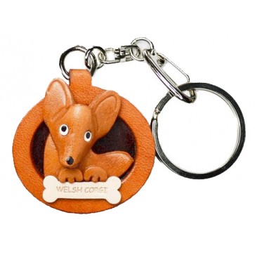 Welsh Corgi Leather Dog plate Keychain