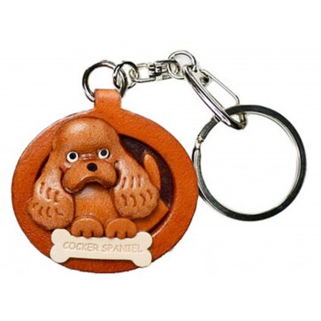 Cocker Spaniel Leather Dog plate Keychain