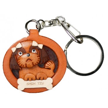 Shih Tzu Leather Dog plate Keychain