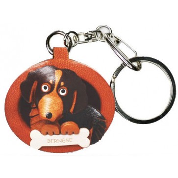 Bernese Mountain Dog Leather Dog plate Keychain