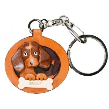 Beagle Leather Dog plate Keychain
