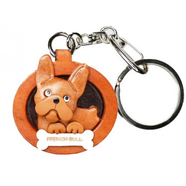 French Bulldog Leather Dog plate Keychain