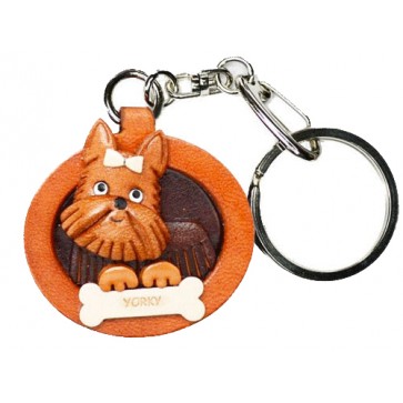 Yorkshire Terrier Leather Dog plate Keychain