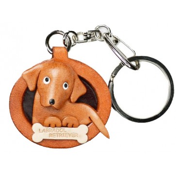 Labrador Retriever Leather Dog plate Keychain