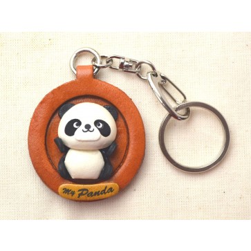 Panda Japanese Leather Plate Keychain