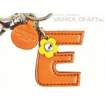 Initial  "E" Leather Keychain Bag Charm