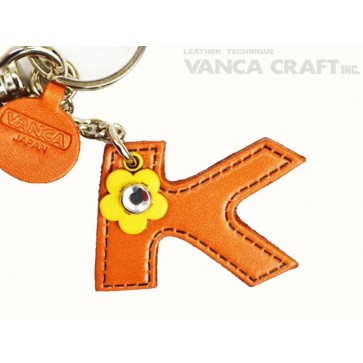 Initial  "K" Japanese Leather Bag Charm
