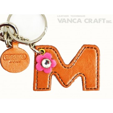 Initial  "M" Leather Keychain Bag Charm