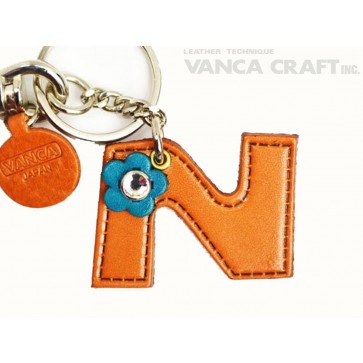 Initial  "N" Leather Keychain Bag Charm