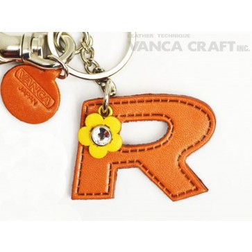 Initial  "R" Leather Keychain Bag Charm