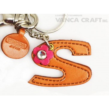 Initial  "S" Leather Keychain Bag Charm