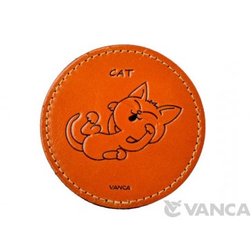 Leather Coaster Cat