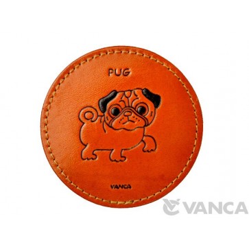 Leather Coaster Pug
