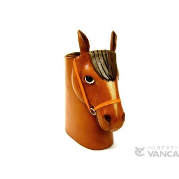 Horse Head Camel Brown Handmade Leather Eyeglasses Holder/Stand #26208