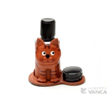 Cat Japanese Leather Seal Stand #26289