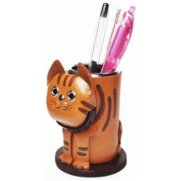 Tabby Cat Leather Pen stand #26241