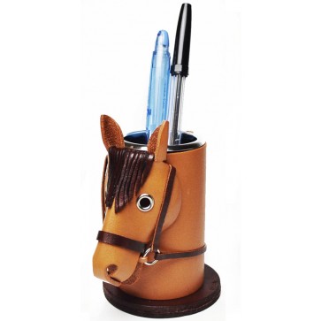 Horse Leather Pen stand 