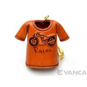 Racer Bike T-shirt Leather Keychain