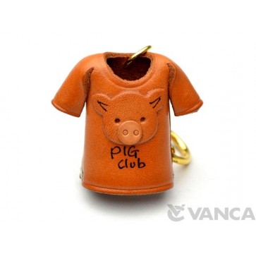 Pig T-shirt Leather Keychain