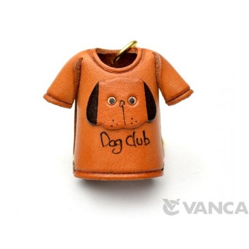 Dog T-shirt Leather Keychain