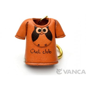 Owl T-shirt Leather Keychain