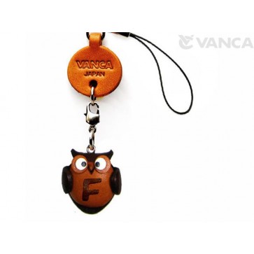 Owl F Leather Cellularphone Charm Alphabet