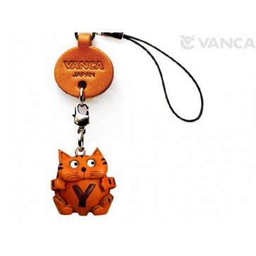 Cat Y Leather Cellularphone Charm Alphabet