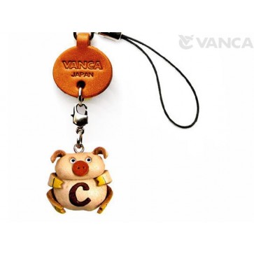 Pig C Leather Cellularphone Charm Alphabet